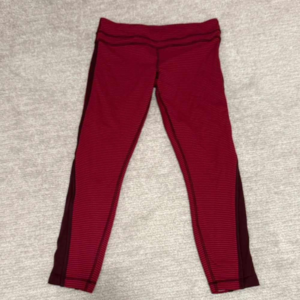 Lululemon Red Striped Cropped Tights